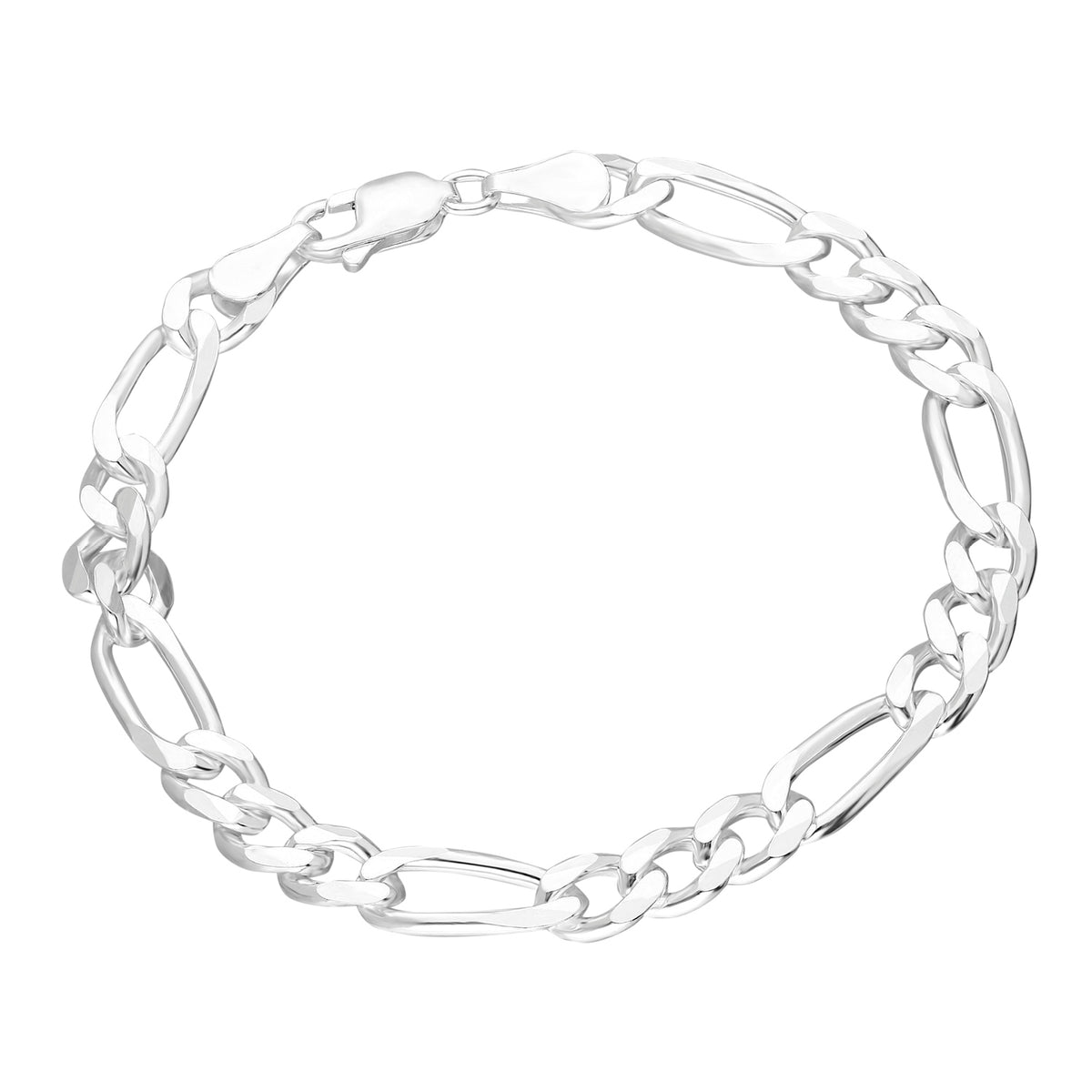 925k Sterling Silver Figaro Chain Bracelet