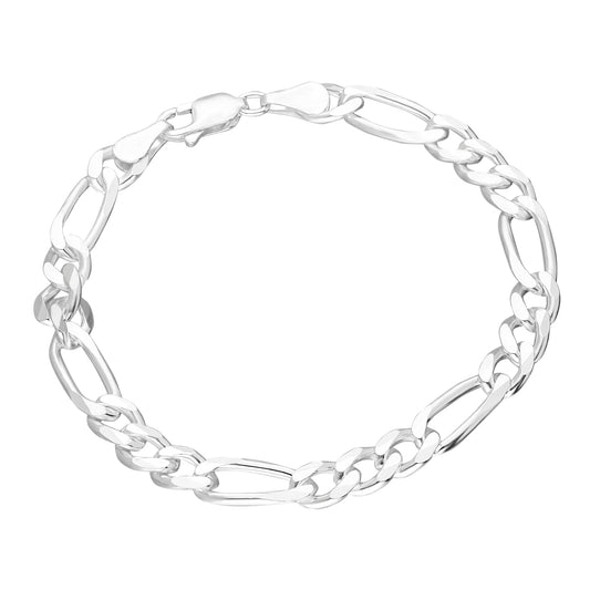 925k Sterling Silver Figaro Chain Bracelet