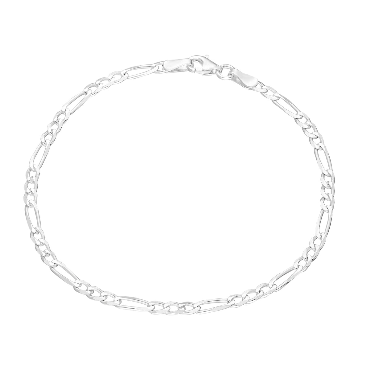 925k Sterling Silver Figaro Chain Bracelet