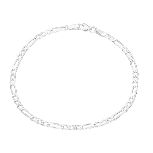 925k Sterling Silver Figaro Chain Bracelet