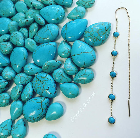 14k Solid Gold Turquoise Shake Earring - alternate view 2