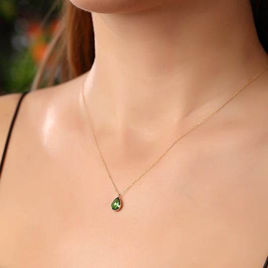 14k Solid Gold Drop Necklace