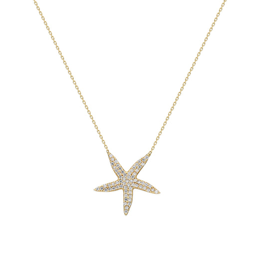 14k Solid Gold Starfish Necklace