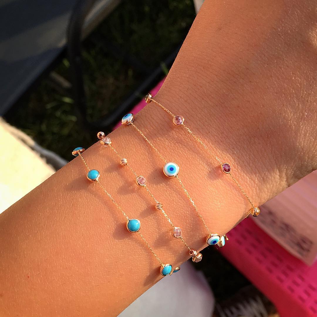 14k Solid Gold Turquoise Bracelet - alternate view 3