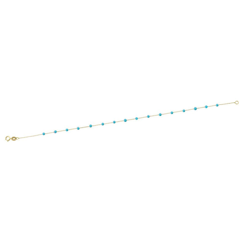 14k Solid Gold Turquoise Pave Bracelet - alternate view 3