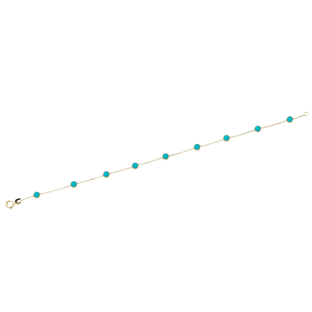 14k Solid Gold Turquoise Bracelet - alternate view 4
