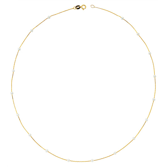 14k Solid Gold Pearl Necklace - alternate view 2