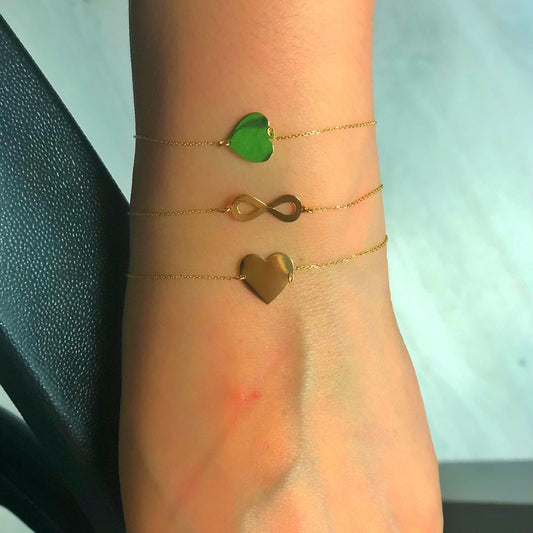 14k Solid Gold Heart Bracelet - alternate view 2