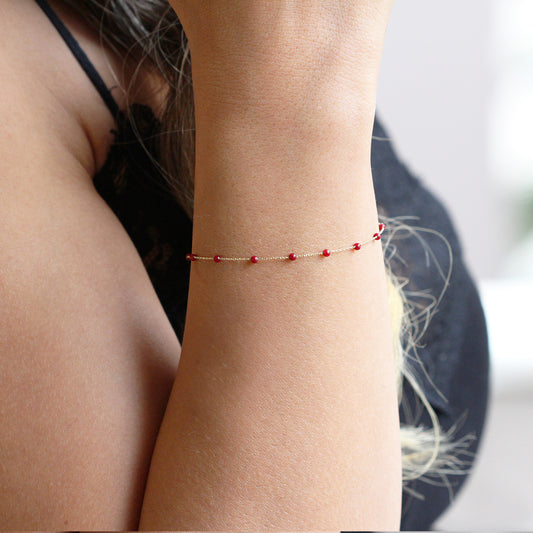 14k Solid Gold Coral Pave Bracelet