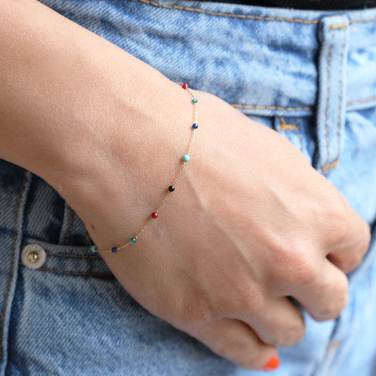 14k Solid Gold Rows Pave Bracelet