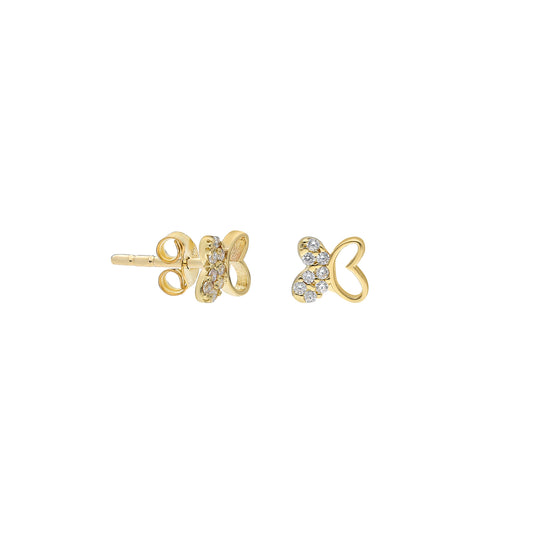 14k Solid Gold Pave Butterfly Earring