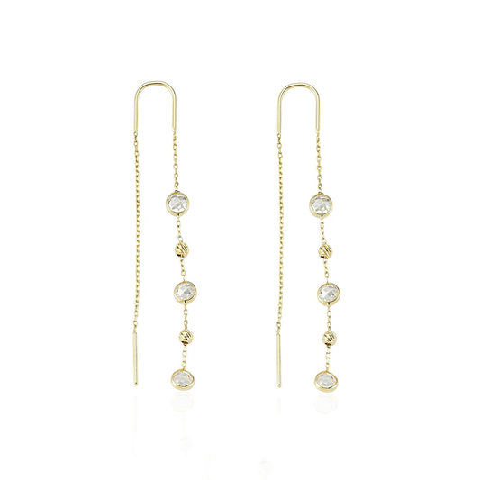14k Solid Gold Pave Earring