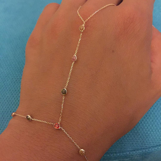 14k Solid Gold Pave Anklet Bracelet