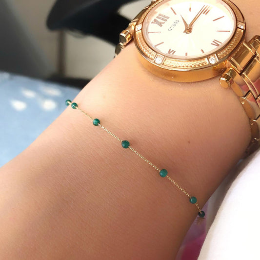 14k Solid Gold Jade Pave Bracelet - alternate view 2
