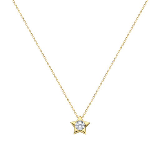 14k Solid Gold Star Necklace