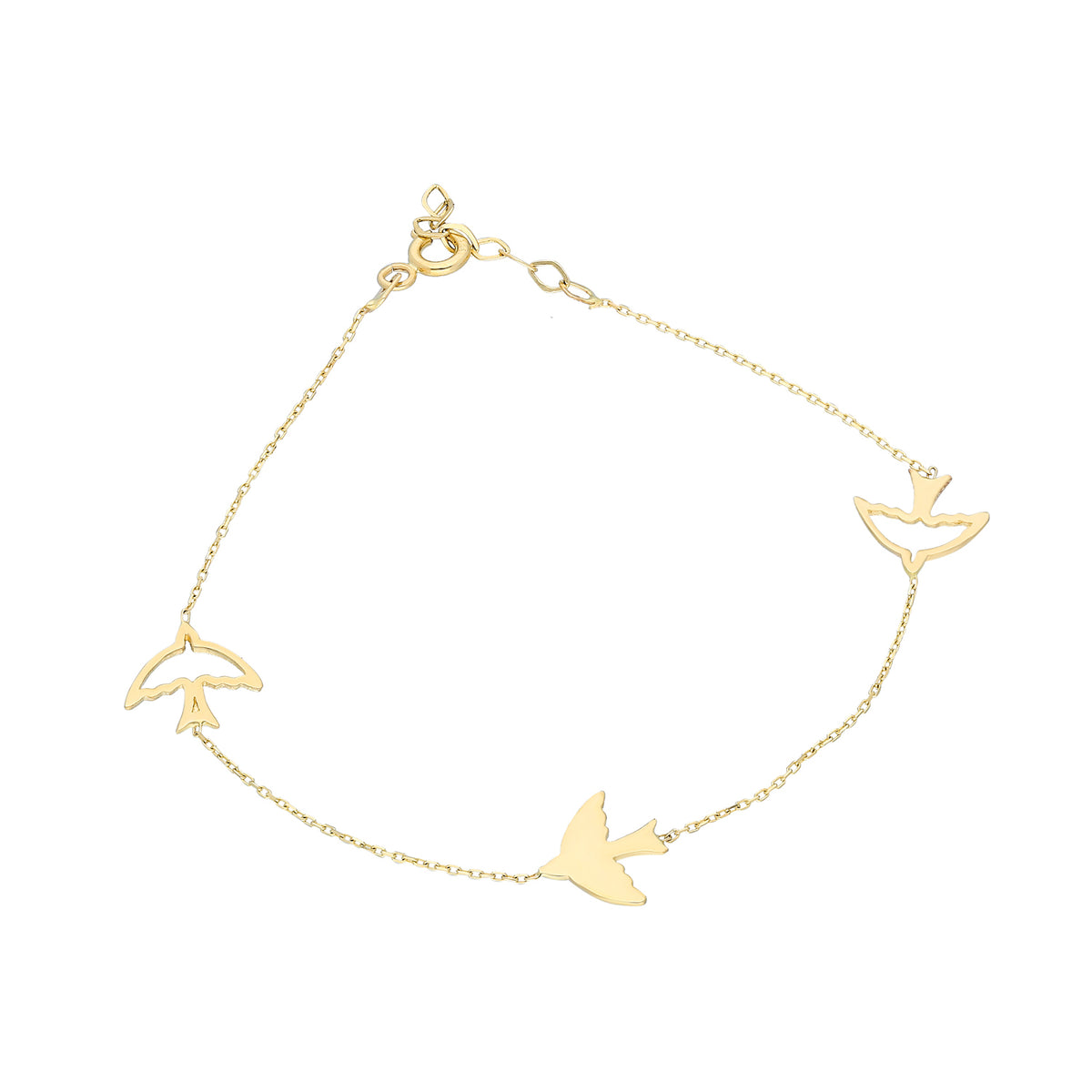 14k Solid Gold Ankle Bird Bracelet