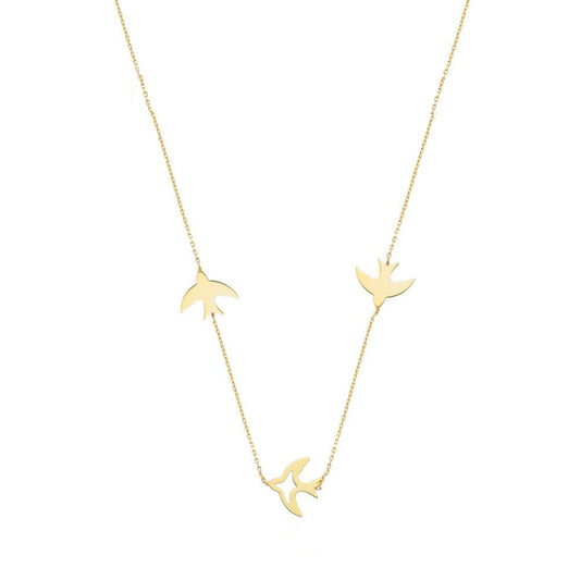 14k Solid Gold Ankle Bird Necklace