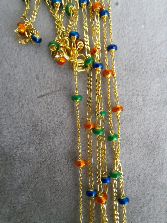 14k Solid Gold Multicolor Enamel Bracelet