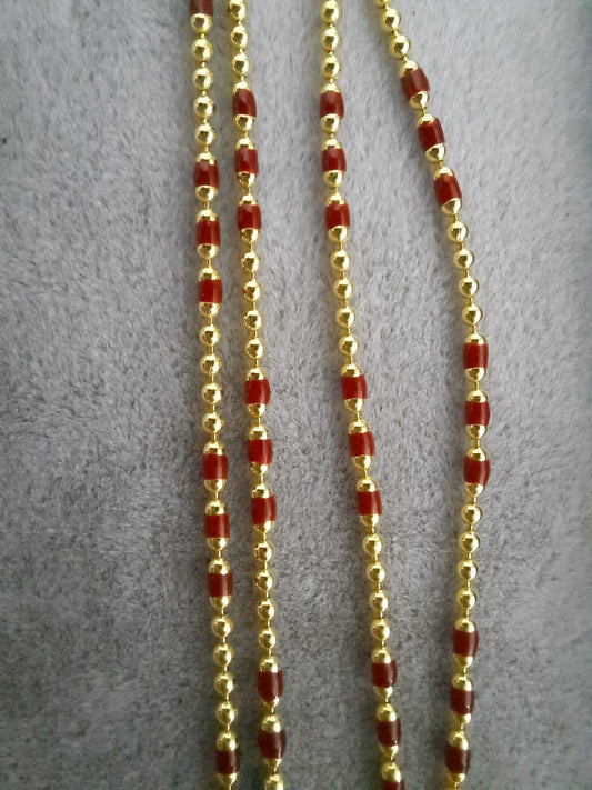 14k Solid Gold Red Enamel Necklace