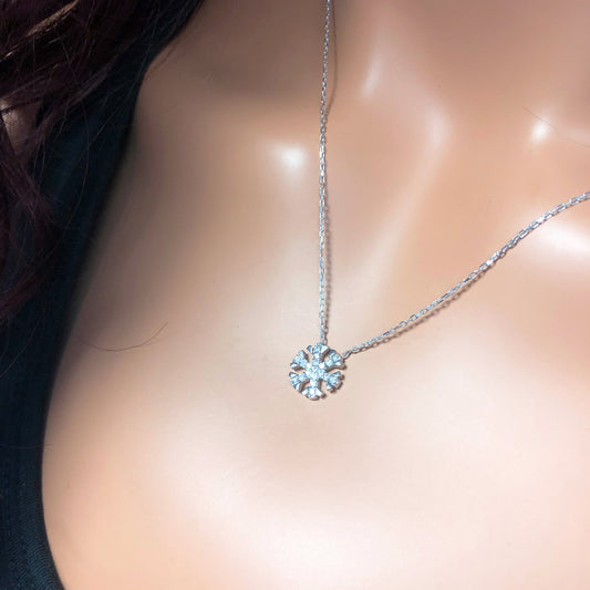 925k Sterling Silver Snowflake Necklace - alternate view 2