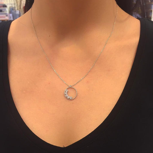 925k Sterling Silver Pave Round Necklace - alternate view 2