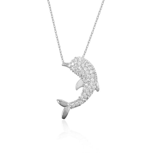 925k Sterling Silver Dolphin Necklace