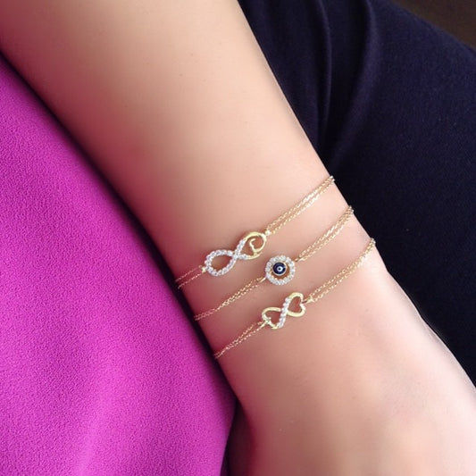 14k Solid Gold Infinity Bracelet - alternate view 2