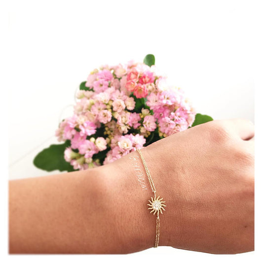 14k Solid Gold Sun Bracelet