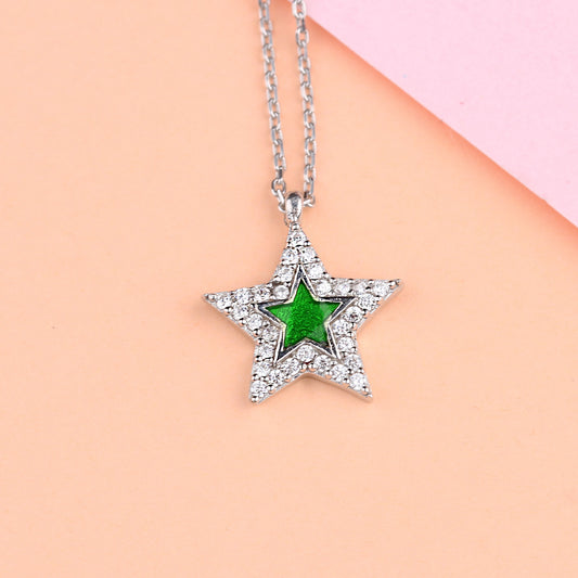 925k Sterling Silver Pave Star Necklace