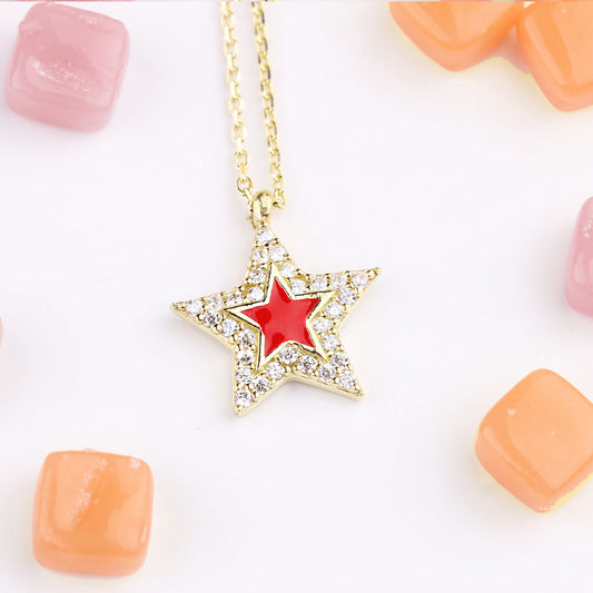 925k Sterling Silver Pave Star Necklace