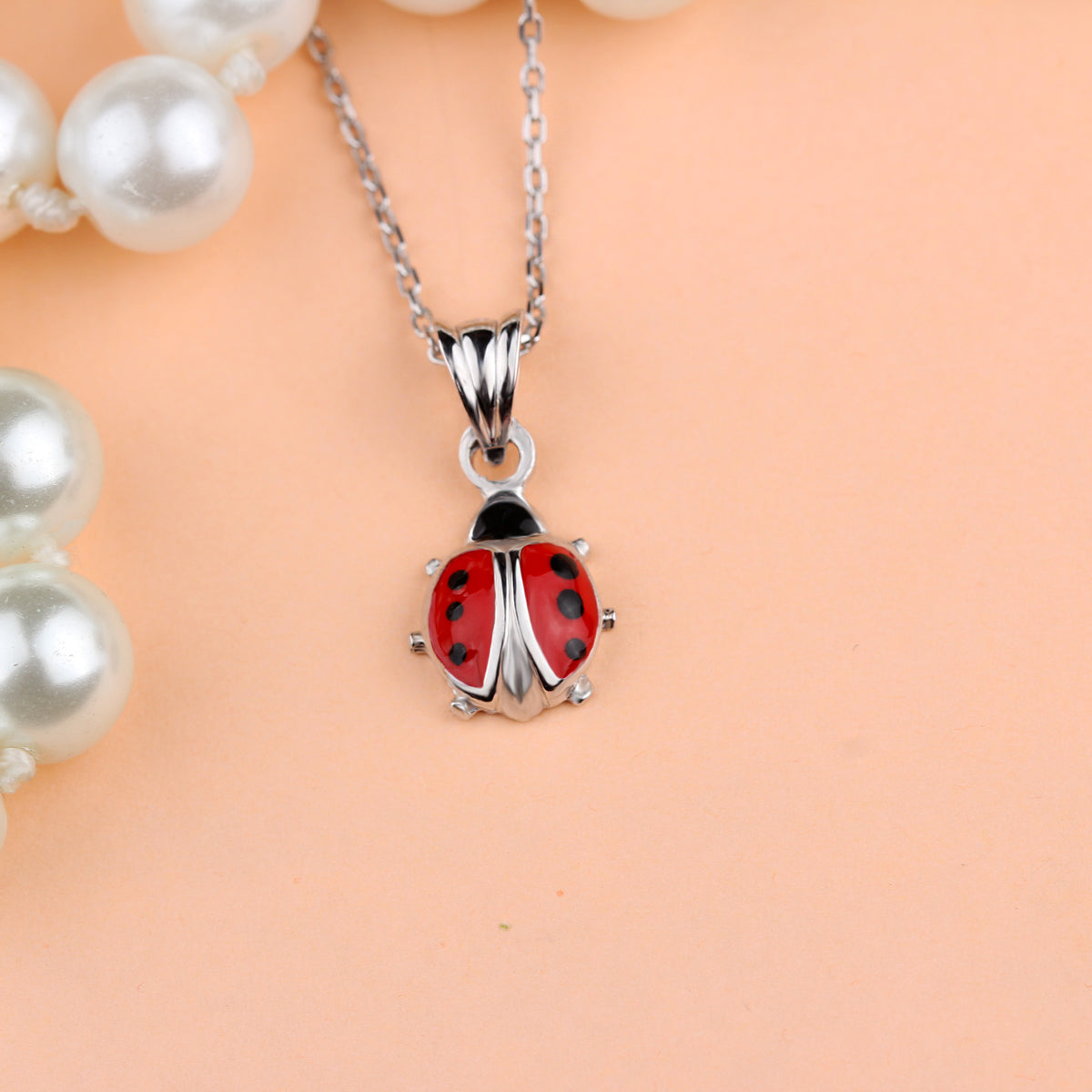 925k Sterling Silver Ladybug Necklace