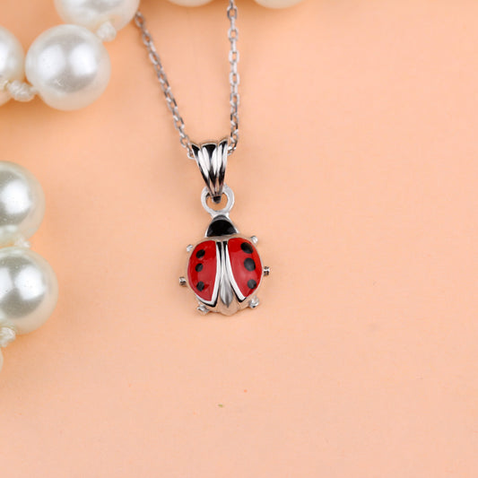 925k Sterling Silver Ladybug Necklace