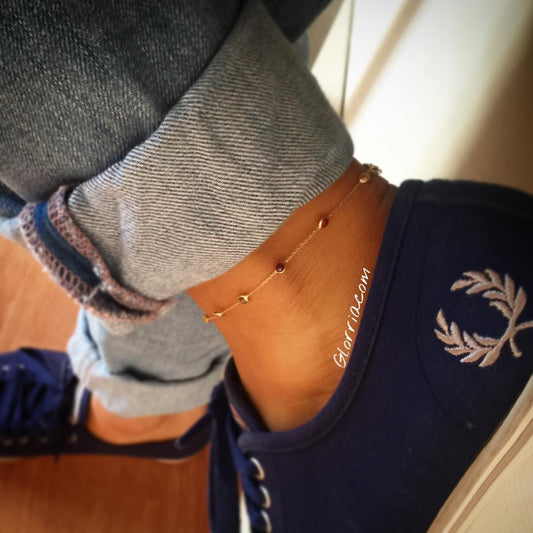 14k Solid Gold Pave Anklet - alternate view 2
