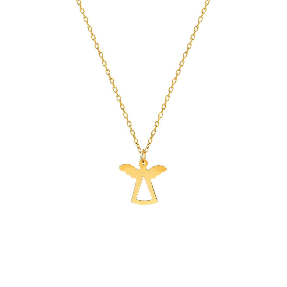 14k Solid Gold Angel Necklace