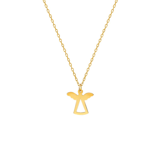14k Solid Gold Angel Necklace