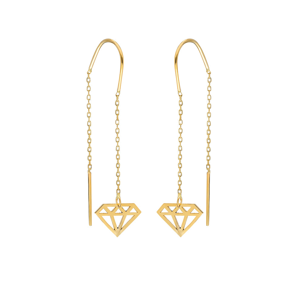 14k Solid Gold Diamond Cut Earring