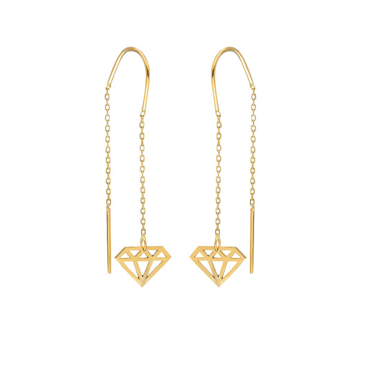 14k Solid Gold Diamond Cut Earring