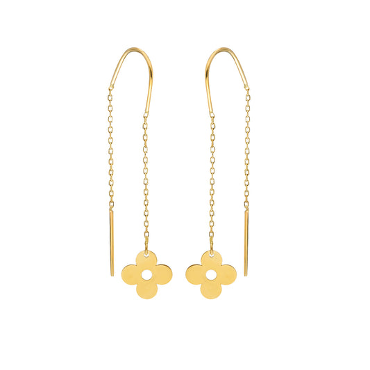 14k Solid Gold Flower Earring
