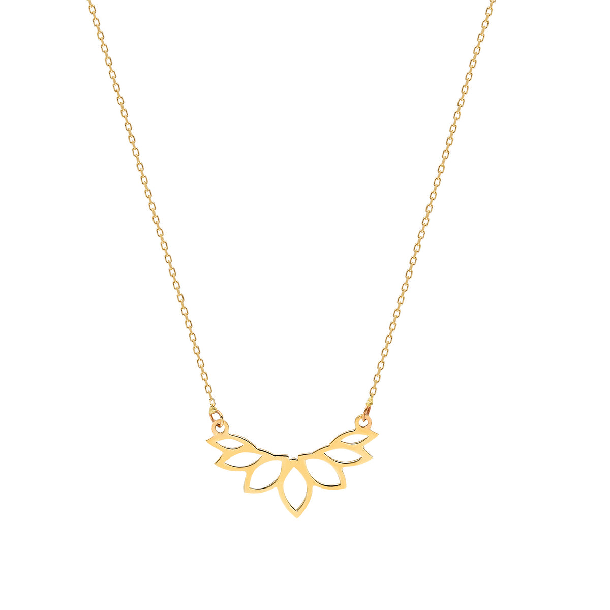 14k Solid Gold Lotus Flower Necklace