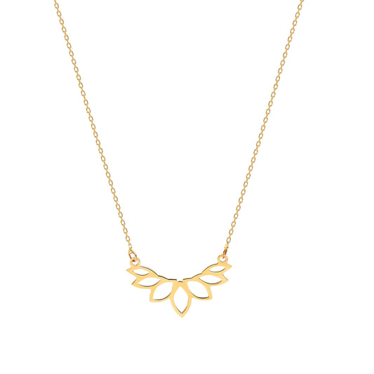 14k Solid Gold Lotus Flower Necklace