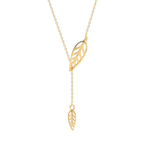 14k Solid Gold Leaf Necklace - alternate view 2