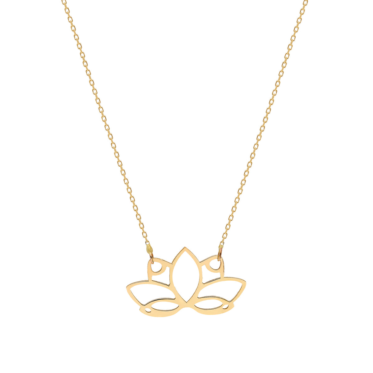 14k Solid Gold Lotus Flower Necklace