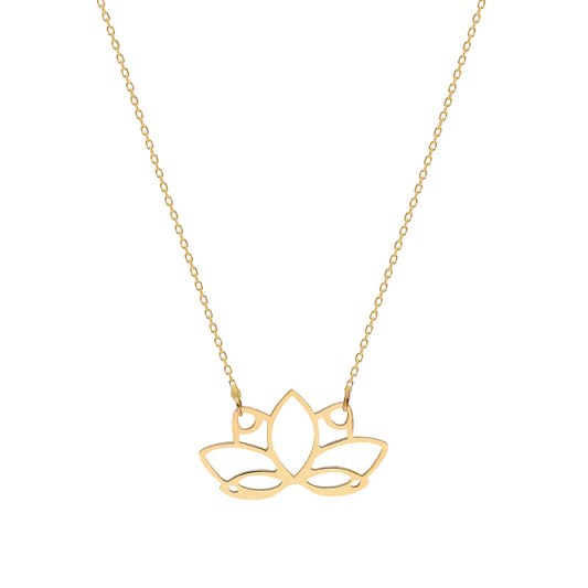 14k Solid Gold Lotus Flower Necklace