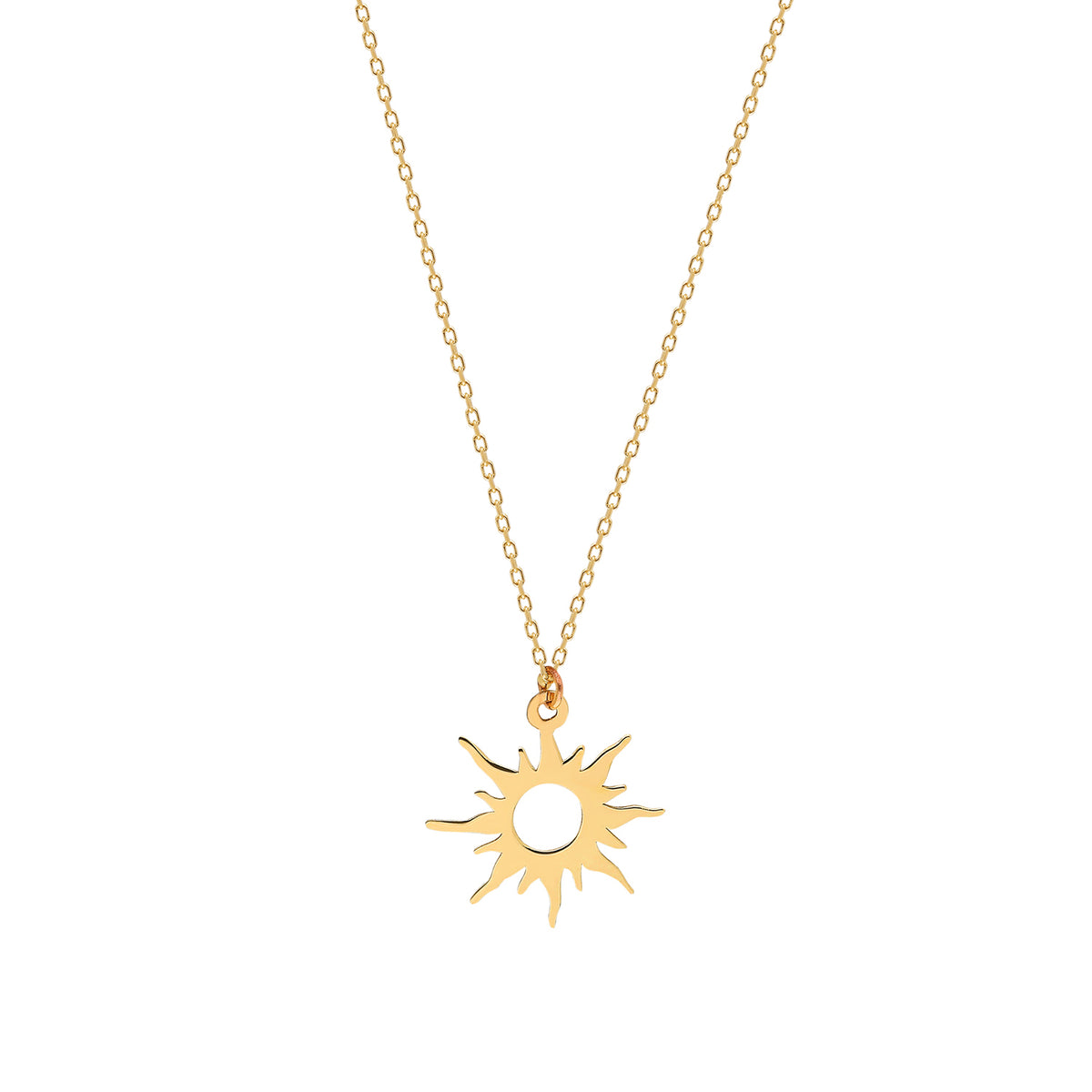 14k Solid Gold Sun Necklace - alternate view 3