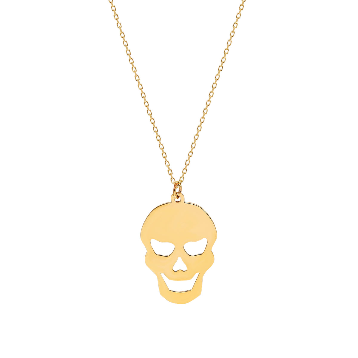14k Solid Gold Skull Necklace
