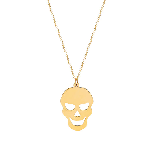 14k Solid Gold Skull Necklace