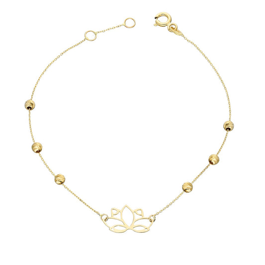 14k Solid Gold Dorika Lotus Flower Bracelet