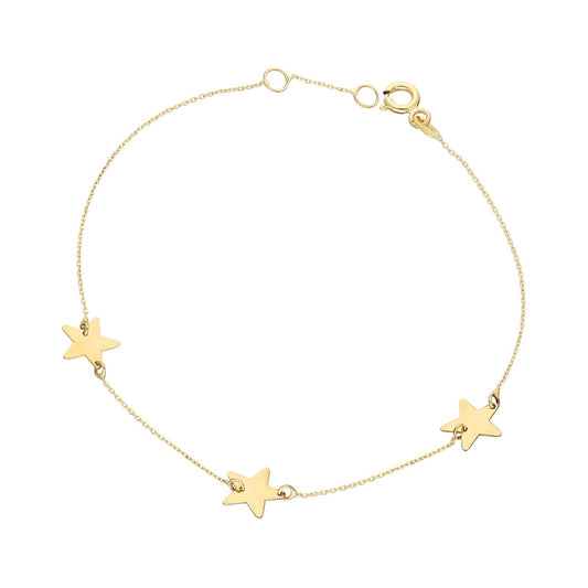 14k Solid Gold Star Bracelet