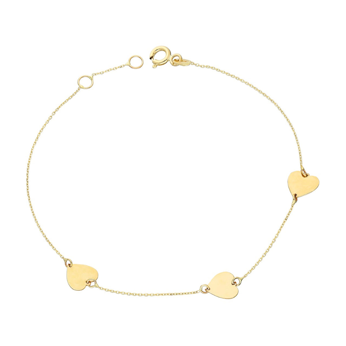 14k Solid Gold Heart Bracelet