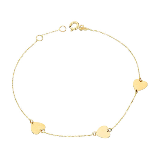 14k Solid Gold Heart Bracelet